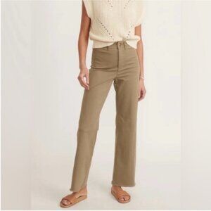 Marine Layer Bridget Full Length Raw Hem Olive Green Wide Leg Pants Sz 6